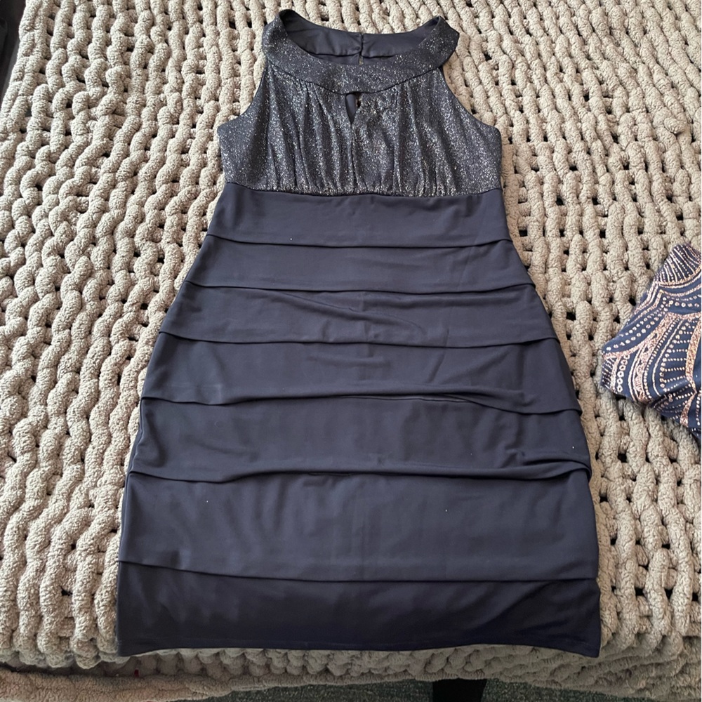 Navy Blue Dress with Sparkle Top